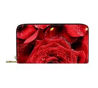 Portafoglio Pelle Pelle Zip Portafoglio lungo rosa rosso Nice