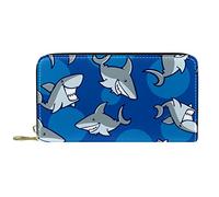 Portafoglio Pelle Pelle Zip Portafoglio Lungo Sharks Sea Ocean