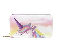 Portafoglio Pelle Pelle Zip Portafoglio lungo unicorn rainbow magic