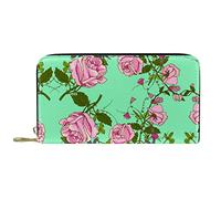 Portafoglio Pelle Pelle Zip Portafoglio Lungo Vintage Beautiful Roses