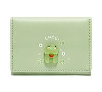 Portafoglio Pelle Uomo - Portafoglio Slim Produttore Cartoon Rabbit PrintingShort Cartoon Fruit Button Cute Mini Clip Girl Wallet Purse Bag (Green One Size)