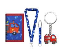 Portafoglio per bambini, con ciondolo a forma di camion dei pompieri, pratico sacchetto sul petto per la scuola e i viaggi, ideale per occasioni regalo e uso quotidiano, portafoglio alla moda con