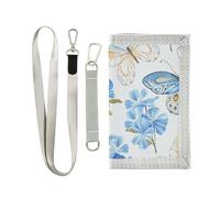 Portafoglio per bambini con fiori e farfalle blu per ragazze con tasca portamonete portafogli per bambini con adesivo magico età 5-7 6-8 9-12 anni regali di compleanno, Fiori Farfalle Blu, 1 Size,