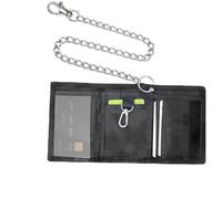 Portafoglio per bambini, da uomo, tripla con catena, con clip, da uomo, per bambini, sottile, per ragazzi e ragazzi, pieghevole, per porta carte di credito, colore nero