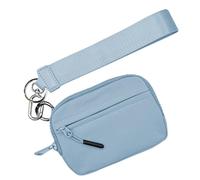 Portafoglio per carte portachiavi - Nylon impermeabile, custodia per carte con cerniera, borsa compatta con chiusura lampo con cinturino | portachiavi, organizer per soldi, facile accesso, Blu cielo