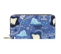 Portafoglio per donna Pochette per donna Portacarte Organizzatore Borsa con cerniera in pelle Modello di animali polari