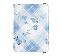 Portafoglio per passaporto e carte di vaccino in pelle a quadri, blu fiordaliso, con scomparto per carte di vaccinazione, porta passaporto, per donne e uomini, impermeabile