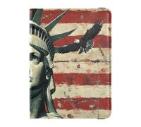 Portafoglio per passaporto e carte di vaccino in pelle con bandiera USA Presidents Day e Lady Liberty, con slot per carte di vaccinazione, porta passaporto combinato con slot per carte di vaccino per