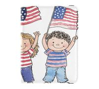 Portafoglio per passaporto e carte di vaccino per bambini, con piccole bandiere che sventolano, in pelle, con scomparto per carte di vaccinazione, porta passaporto, per donne e uomini, impermeabile