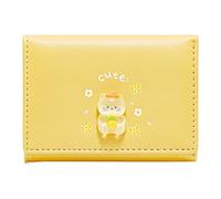 Portafoglio per Uomo - Portafoglio Uomo Pelle Produttore Cartoon Rabbit PrintingShort Cartoon Fruit Button Cute Mini Clip Girl Wallet Purse Bag (Yellow One Size)