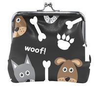 Portafoglio personalizzato con facce di cane in pelle nera per le donne portafogli cambio carta bacio, Carino facce di cane nero, UNITALLA, Carino Cane Volti Nero Cane Carino, UNITALLA, Classic