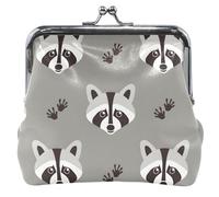 Portafoglio personalizzato con facce di procione grigio carino per le donne borsa in pelle per il cambio di denaro e ragazze, procione facce grigie, UNITALLA Faccette grigie, UNITALLA Classic