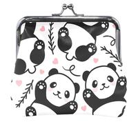 Portafoglio personalizzato con simpatico panda, in pelle, da donna, simpatico lucchetto da bacio, piccolo portafoglio per ragazze, carino panda, bianco 2, taglia unica, Simpatico panda, bianco 2