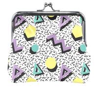 Portafoglio personalizzato in pelle per donne e ragazze, alla moda, geometrico, bianco, con fibbia di blocco bacio, portafogli per cambio carte per ragazze, bianco geometrico alla moda, classico
