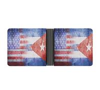 Portafoglio personalizzato retrò con bandiera USA Cuba con blocco RFID Slim Bifold portafoglio tasca frontale porta carte di credito per uomo donna, Stile:, Taglia unica, MHXYZHW