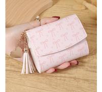 Portafoglio piccolo a libro con piega e fiocco rosa a forma di cuore, portafogli da donna slim e leggero, con scomparti per carte di credito e chiavi, regalo carino e alla moda per compleanno, anniver
