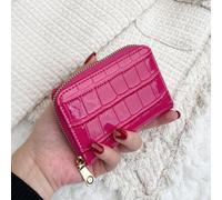 Portafoglio piccolo con patta e cerniera a rilievo effetto coccodrillo, organizer multi-scomparto per carte, leggero e portatile, ideale come regalo per anniversario, San Valentino, compleanno, per ra