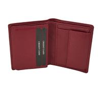 Portafoglio piccolo con RFID protezione e anti RFID/NFC Tecnologia Blocco LEAS, Vera Pelle, rosso