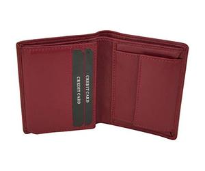 Portafoglio piccolo con RFID protezione e anti RFID/NFC Tecnologia Blocco LEAS, Vera Pelle, rosso