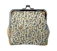 Portafoglio piccolo da donna, con mappa del tesoro labirinto, portafogli da donna, portamonete da donna, piccolo portafoglio da donna, piccola borsa per il trucco per borsa, Nero , Taglia unica,