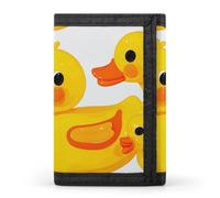 Portafoglio piccolo per donna e uomo con portachiavi, porta carte di credito sottile a tre ante con protezione RFID, portafogli da viaggio con fermasoldi a forma di anatroccolo di gomma e tasca portam