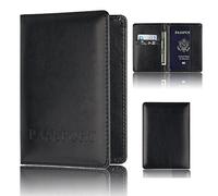 Portafoglio Piccolo Uomo - Portafoglio Uomo Portafoglio Business Passport Holder Protector Soft Card Cover Borsa per passaporto (Black One Size)