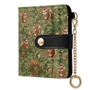 Portafoglio pieghevole compatto da donna con scoiattoli natalizi nelle foreste, in pelle sintetica di alta qualità, per donne, ragazzi e ragazze