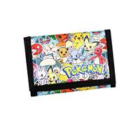 Portafoglio Pokemon per ragazzi e bambini, in tela con velcro, con cerniera e porta monete - con Charizard e Pikachu.