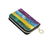 Portafoglio porta carte da uomo in pelle a righe arcobaleno Con 2 slot per contanti RFID Blocco carte da uomo & casi di identificazione con cerniera