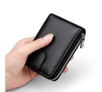 Portafoglio, porta carte di credito davvero casual, mini design con chiusura a cerniera, piccoli portafogli vintage marrone rosso/323 (Color : Standard Black)