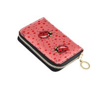 Portafoglio porta carte di credito RFID coccinelle rosse da donna, rosa a pois in pelle con cerniera porta carte di credito portafoglio a fisarmonica per signore regalo