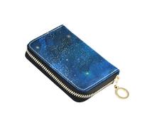Portafoglio porta carte di credito RFID Universo magico stelle per donne, Galaxy Blue Leather Zipper Card Case Fisarmonica Portafoglio per signore regalo