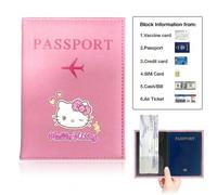 Portafoglio porta passaporto Sanrio Hello Kitty, disponibile in più stili, nero con design retrò, leggero e sottile, organizzatore di carte d'identità e carte di credito, accessorio da viaggio, design