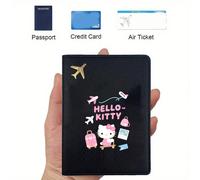 Portafoglio porta passaporto Sanrio per Hello Kitty - Organizer leggero e sottile per ID e carte, design retrò nero per viaggi, lavoro e uso casual, porta carte, accessorio da viaggio, design giocoso,