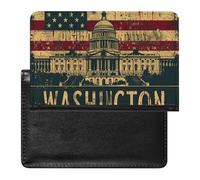 Portafoglio porta passaporto vintage con bandiera degli Stati Uniti Washington DC, organizer sottile per documenti da viaggio con slot per carte di credito, per donne e uomini, Stile:, Taglia unica,