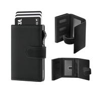 Portafoglio Portacarte Portafogli da Uomo Porta Carte di Credito Pop-Up Portafoglio in Pelle con Blocco RFID, Scomparto per Banconote, Finestra ID, Scomparto per Monete e Chiusura Magnetica