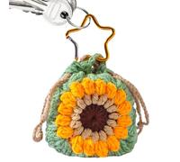 Portafoglio Portachiavi,Ornamento Tessuto Girasole Portafoglio - Pouch Protettiva con Cordoncini Portatile e Alla Moda per Donne Uomini Ragazze Adolescenti Scuola Borsa Carte Chiavi