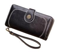 Portafoglio - Portafogli Uomo Europa e Stati Uniti Portafoglio con Cerniera retrò Borsa per Cellulare in Pelle Cerata con da Donna Versione Coreana della Clip per Borsa per con Pochette Lunga