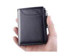 Portafoglio Portafoglio di cuoio da uomo vintage lussuoso short slim maschio borse money clip detentore della carta di credito Wallet (Color : Black 01)