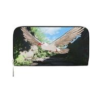 Portafoglio portafoglio fermasoldi elegante per borse da uomo e donna, in pelle PU, scomparti multipli, ideale per contanti e carte Gli uccelli nella piccola città, nero, Taglia unica