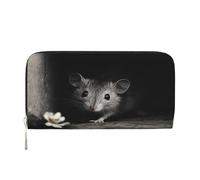 Portafoglio portafoglio fermasoldi elegante per borse da uomo e donna, in pelle PU, scomparti multipli, ideale per contanti e carte Un topo nel buio, nero, Taglia unica