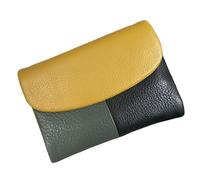Portafoglio, Portafoglio In Pelle Di Ciottoli Morbido Unisex, Pieghevole Da Donna, Grande Capacità(Contrastive Color - Yellow)