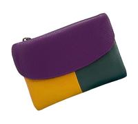 Portafoglio, Portafoglio In Pelle Di Ciottoli Morbido Unisex, Pieghevole Da Donna, Grande Capacità(Contrast Color - Purple)
