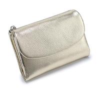 Portafoglio, Portafoglio In Pelle Di Ciottoli Morbido Unisex, Pieghevole Da Donna, Grande Capacità(Gold)