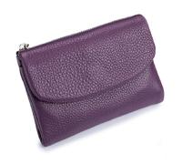 Portafoglio, Portafoglio In Pelle Di Ciottoli Morbido Unisex, Pieghevole Da Donna, Grande Capacità(Light Purple)