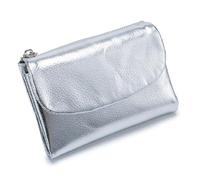 Portafoglio, Portafoglio In Pelle Di Ciottoli Morbido Unisex, Pieghevole Da Donna, Grande Capacità(Silvery)