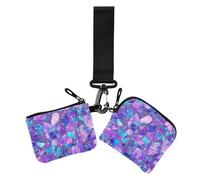 Portafoglio portamonete da donna con pietre di marmo viola blu porta carte di grande capacità con cerniera portamonete portafoglio con tasca con cerniera per le donne 2 pezzi, pietre di marmo viola