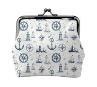 Portafoglio portamonete da donna con stampa di ancora di navigazione, portamonete con chiusura a bacio, piccoli portafogli in pelle PU