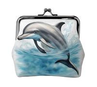 Portafoglio portamonete da donna, con stampa di delfino oceano, con scritta "Looking at You"