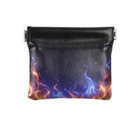 Portafoglio portamonete da donna in pelle blu rosso con fiamme di fuoco unico mini portafoglio porta carte per ragazze donne signore